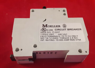 Eaton / Moeller circuit breaker. FAZ-C10-NA. 10A, 1P, NEW. (2pk). Free Shipping