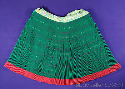 Hungarian folk costume skirt ethnic dress Galgamente green wool pleated folklore