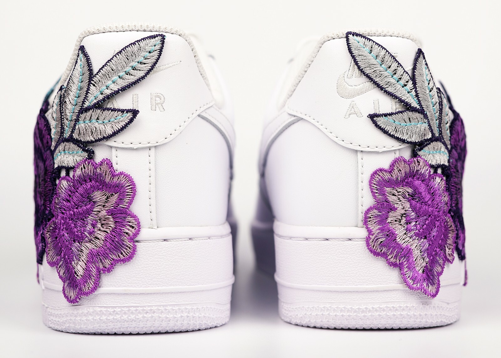 Pre-owned Nike Air Force 1 Custom Purple Rose Flower Floral White Shoes Mens Womens