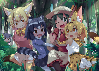 Anime forest trees thigh highs kitakitsune kemono Playmat Gaming Mat