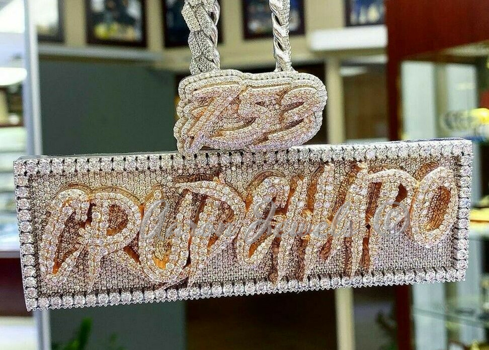 Pre-owned Handmade Men's Vvs1 Moissanite Any Name Customize Pendant Real 925 Silver Passes Tester In White/colorless