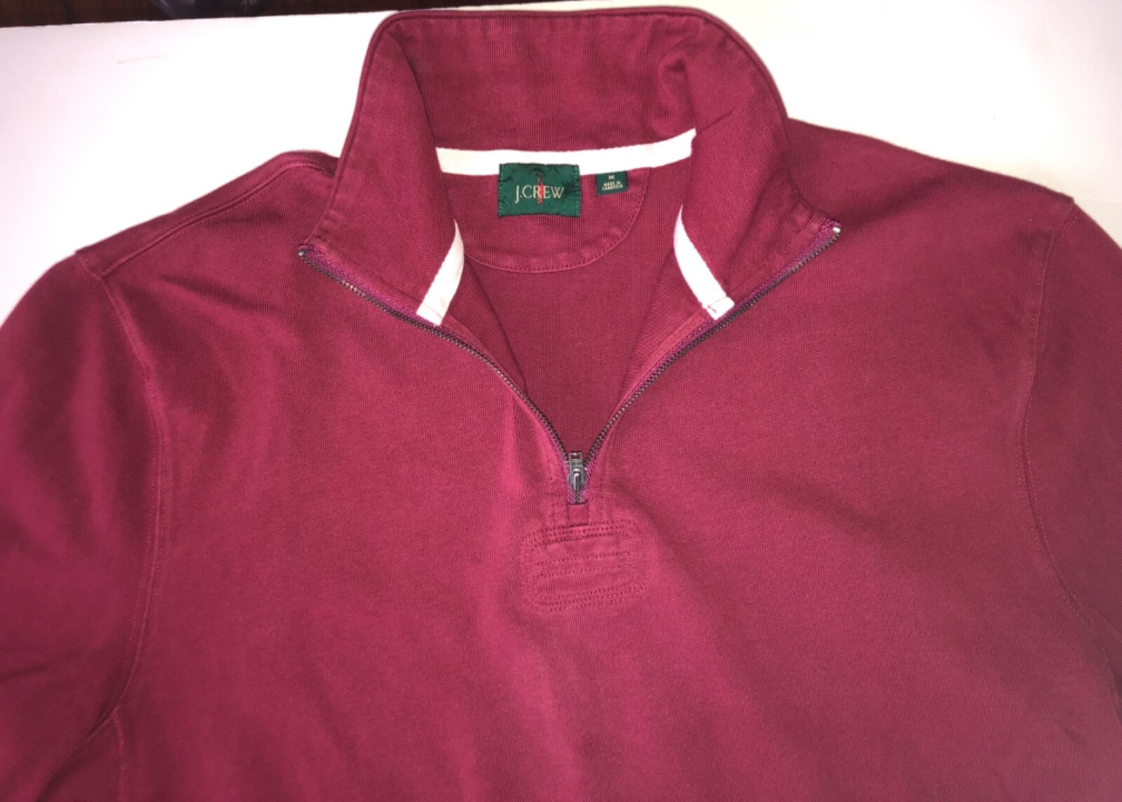 J Crew men's quarter zip Oarsman rugby shirt, size M, maroon