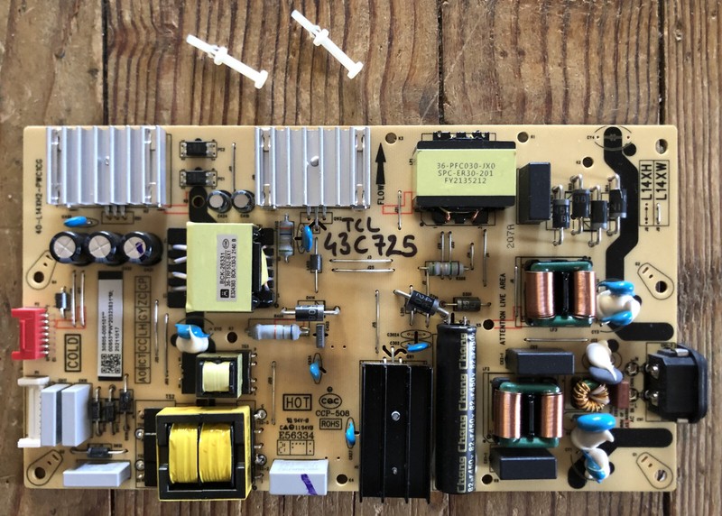 Platine D'Alimentation  Tcl  43c725     40-L14xh2-Pwc1cg