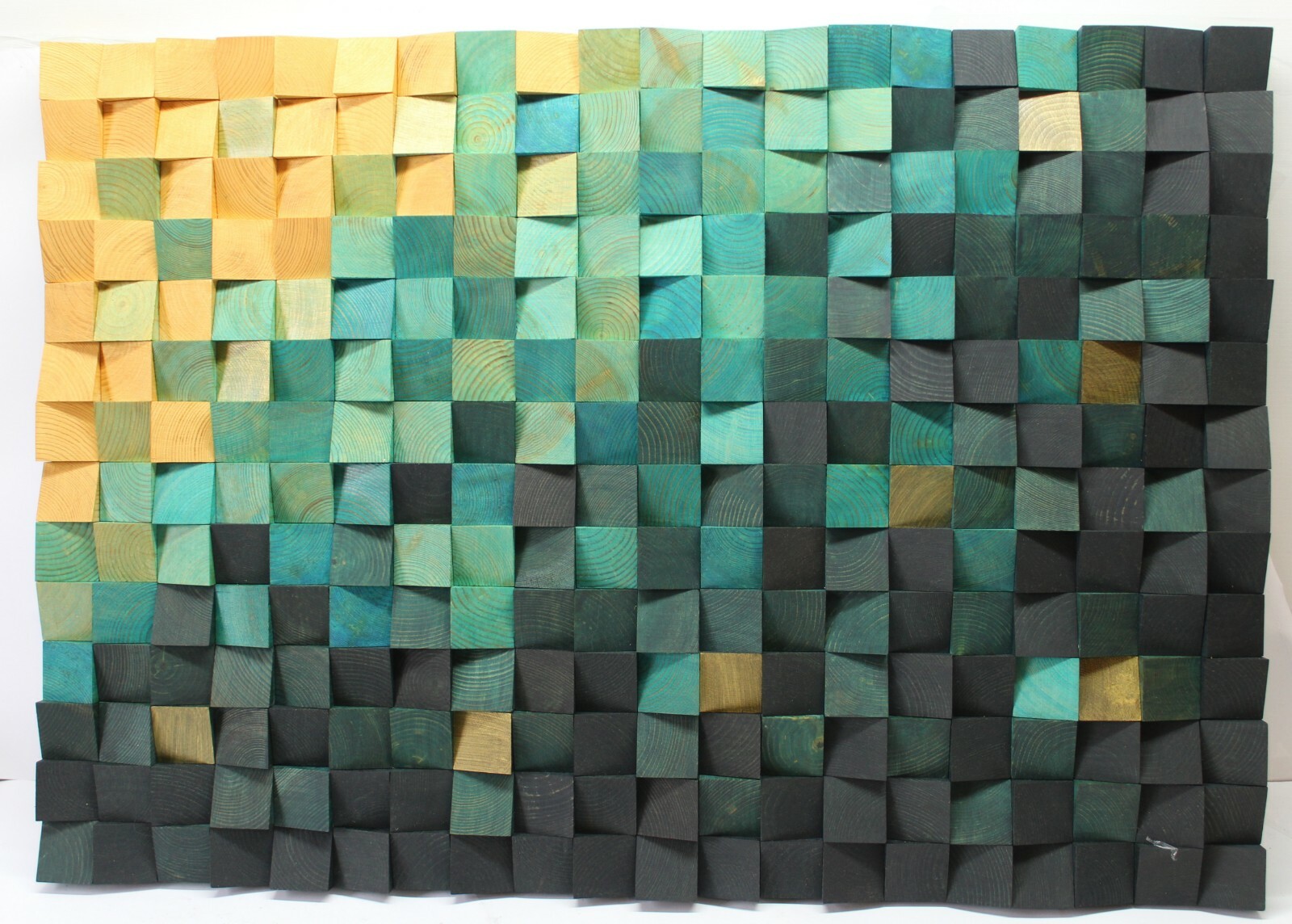 Richwood 3D Wood Art Checkered Wall Hanging - HEAVY Duty- Hand Made - Blue