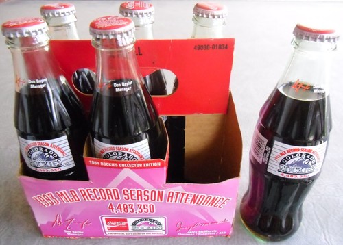 Colorado-Rockies-Baseball-1993-MLB-Season-Attendance-Bottles-Coca-Cola-Coke-6-pk