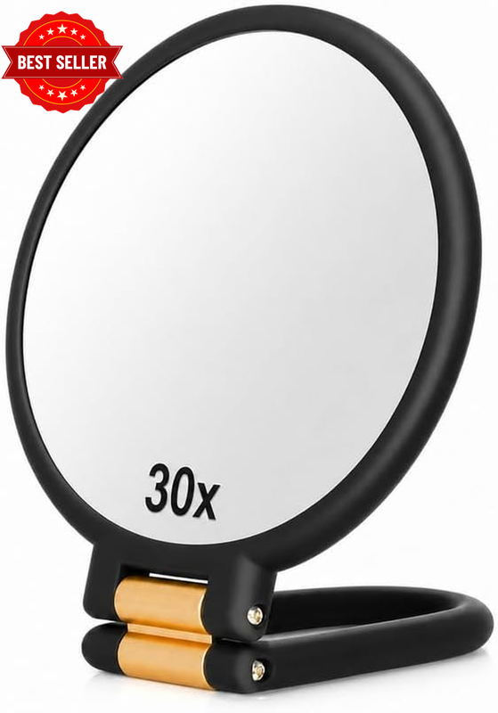 30X Magnifying Mirror, Travel Double Side Hand Mirrors with 1X 30X Magnification
