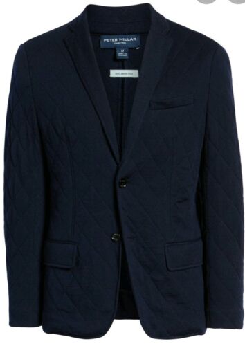 Pre-owned Peter Millar Collection Nordic Knit Quilted Blazer Coat Jacket Barchetta Xl $698 In Blue
