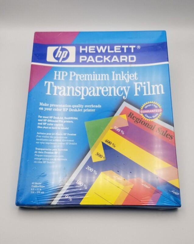 HP Premium Inkjet Transparency Film C3834A 40 Sheets 8.5 x 11" New & Sealed 