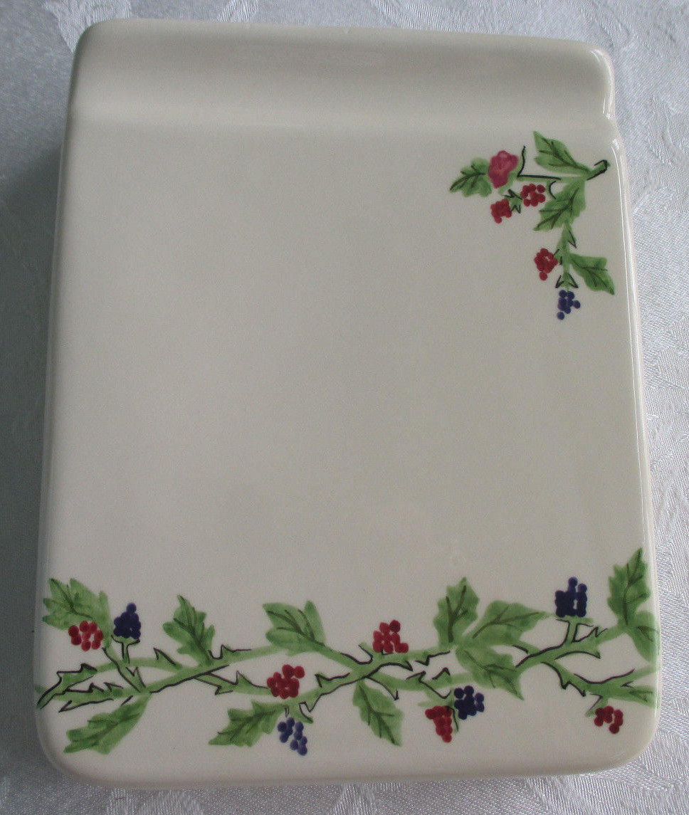 Ceramic Kitchen Counter Top Memo Pad Grapes/Ivy Design Write on Wipe Off NEW
