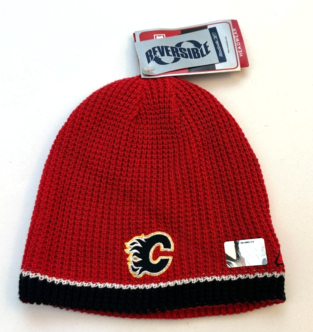 CCM Хоккейная шапка Calgary Flames Шапочка-бини двусторонняя NHL Reebok Унисекс Красная черная Новая
