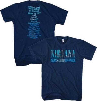 Nirvana Nevermind Album Playlist Navy T-Shirt Officially Licensed Adult XL Tee