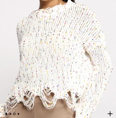 Issa Celebration Confetti Knit Distressed Sweater size s/m