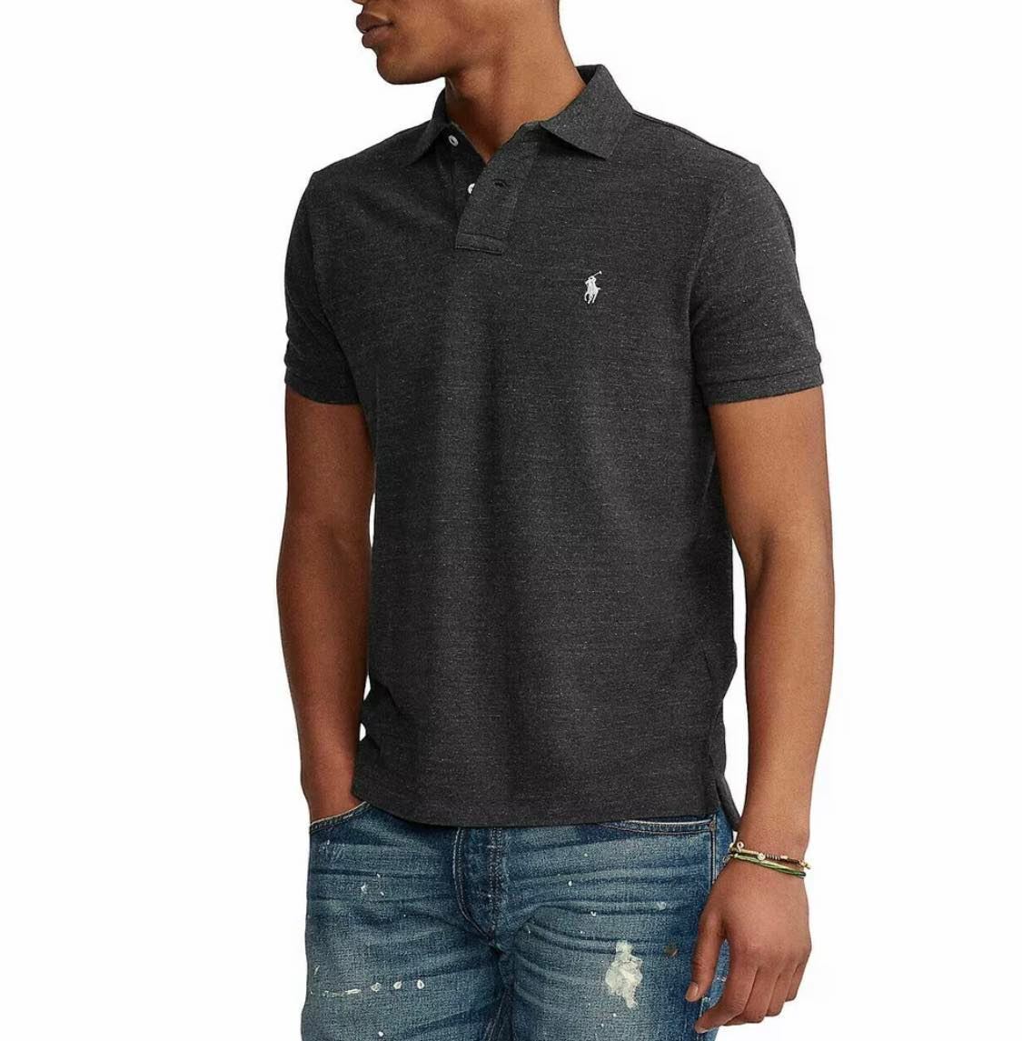 NWT Polo Ralph Lauren Mens Polo Shirt Heather Black M Custom