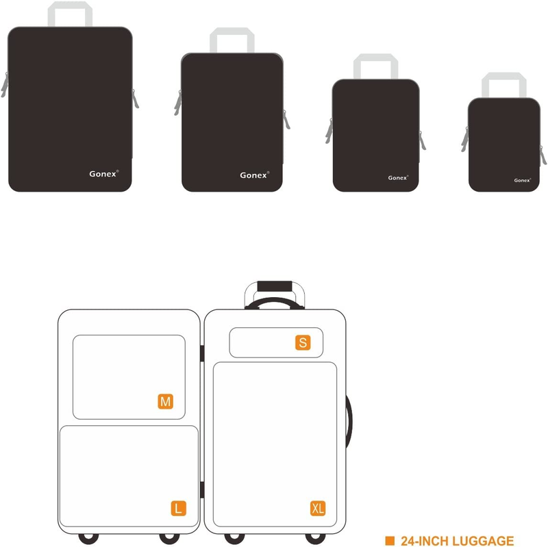 Compression Packing Cubes, 4Pcs Expandable Storage Travel Luggage Bags Organizer