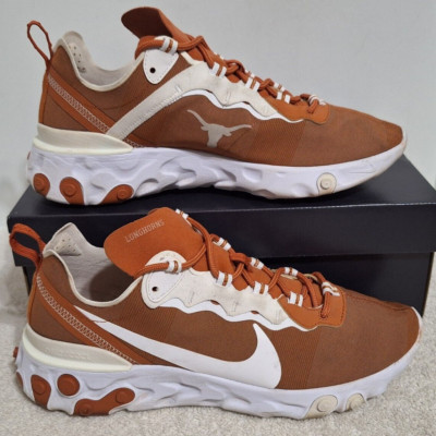 Nike React Element 55 Texas Longhorns Orange White CK4851-800 Men's Size 10
