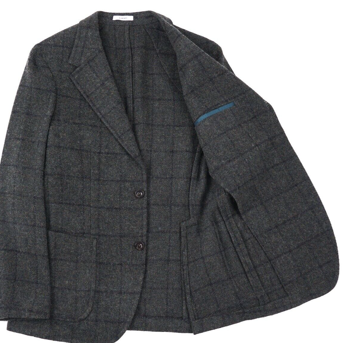 Pre-owned Boglioli Dark Green Check Tweed Wool 'k Jacket' Sport Coat 42r (eu 52)