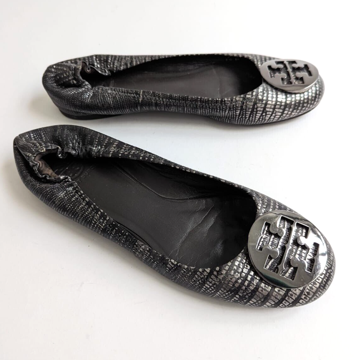 ★TORY BURCH★Minnie Travel Ballet Flats★Spring Pewter Tory Burch Leather Minnie Travel Ballet Flat Pewter Silver