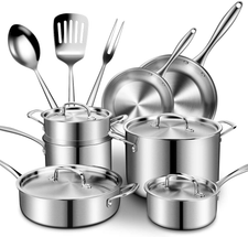 Juego de ollas de cocina acero inoxidable 14 pzas ollas y ...