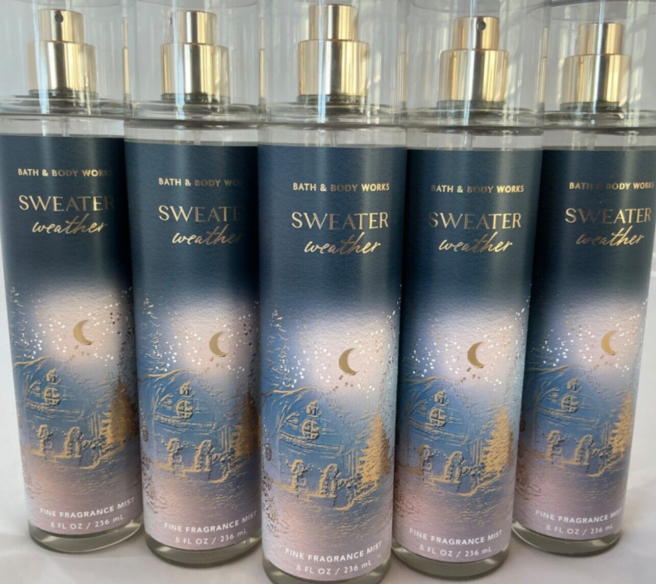 5 (FIVE) SWEATER WEATHER 8oz Fine Fragrance MIST Bath and & Body Works