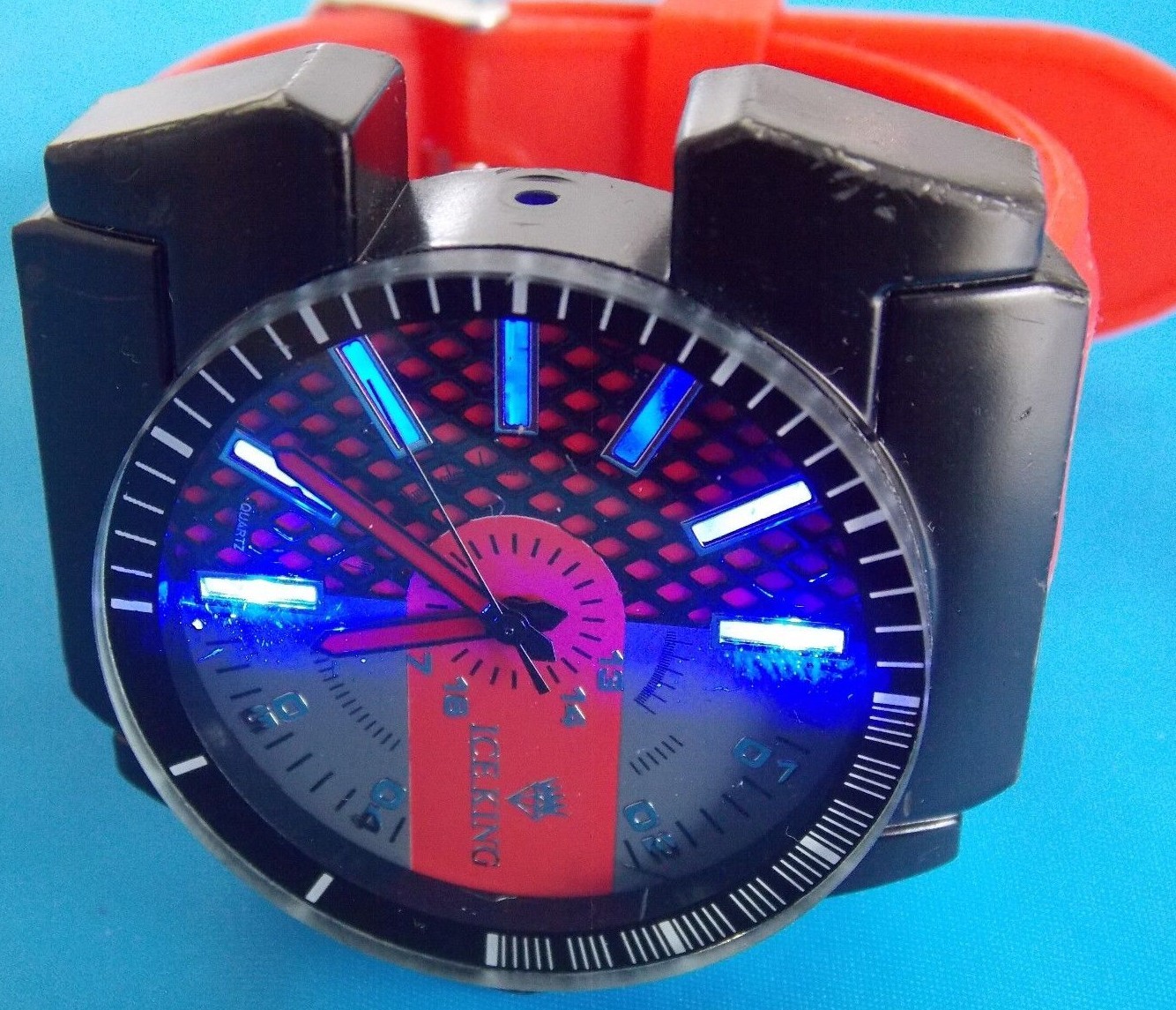 ICE KING 7345 LID LIGHTS XX X Large Wrist Watch 55mm RED