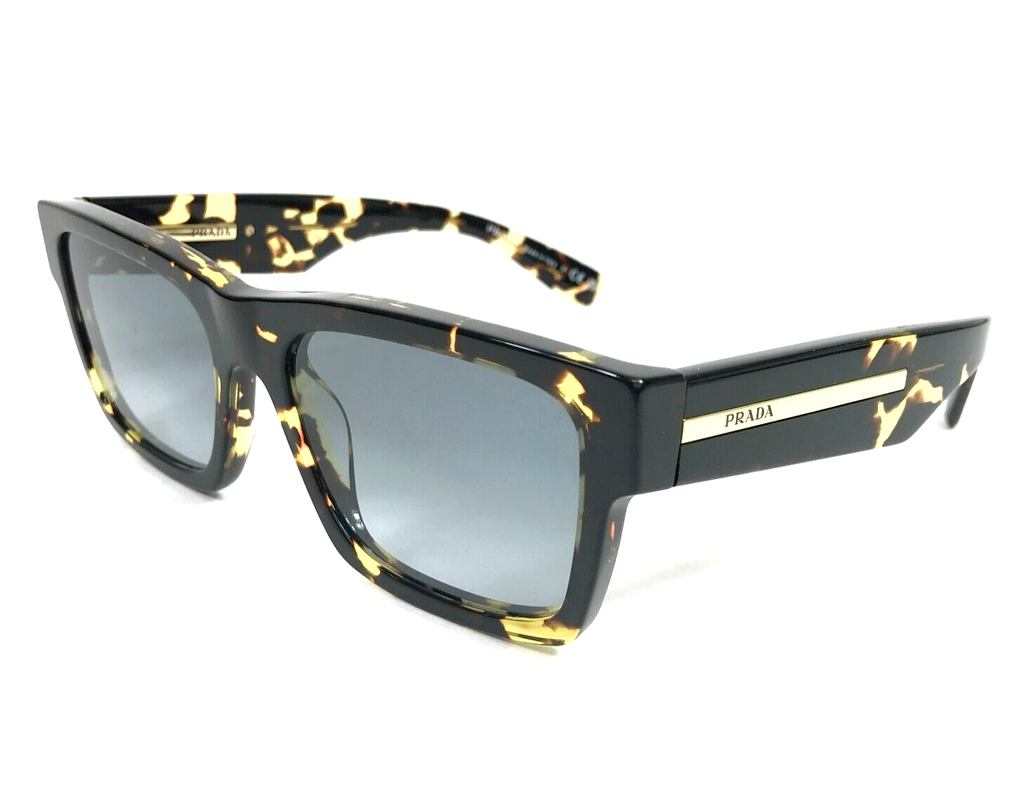 Pre-owned Prada Sunglasses Spr25z 16r-30f Tortoise Square Frames W/ Blue Lenses 56-18-140
