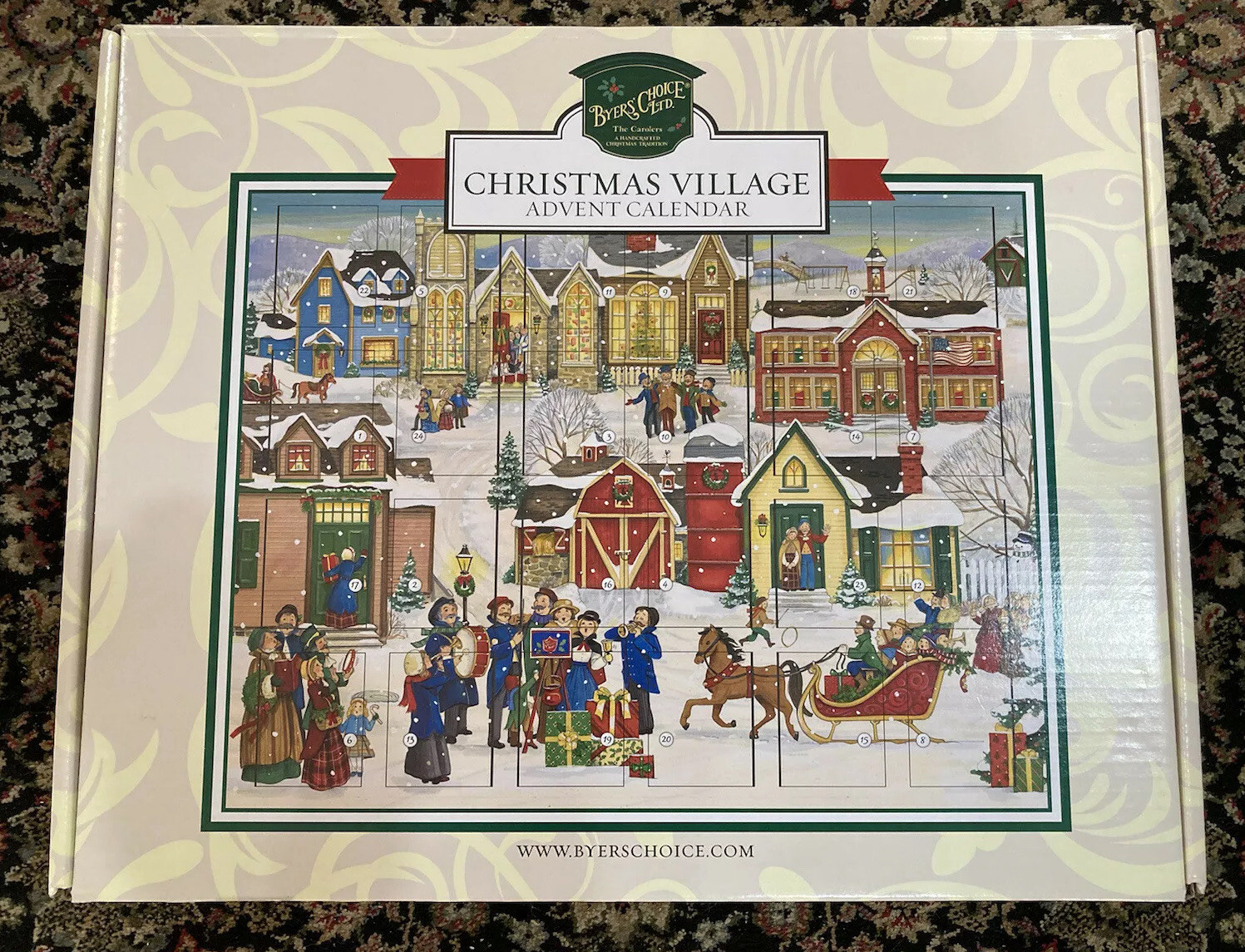 Byers Choice Christmas Village Wooden Advent Calendar 18X15 Nib