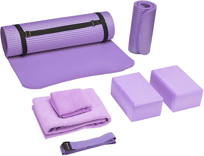 BalanceFrom GoYoga 7-Piece Set - Include Yoga Mat with Carrying Strap, 2  Yoga Bl