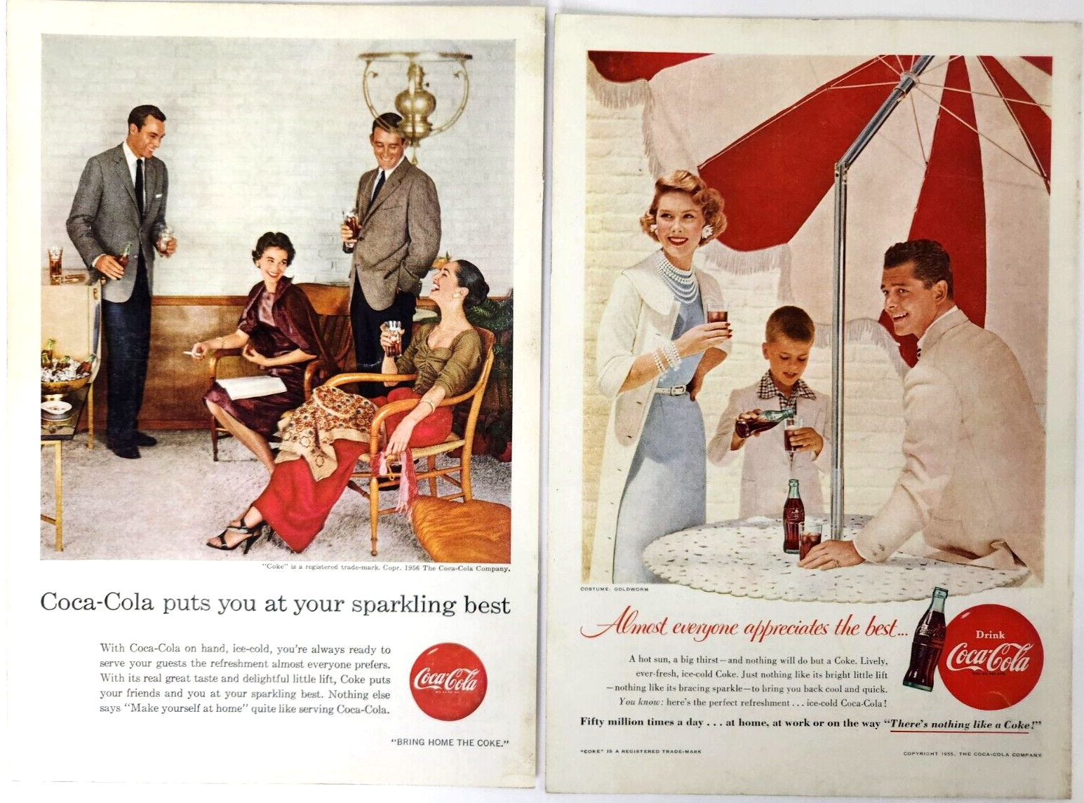 1955 & 1956 Coca-Cola framed poster ad