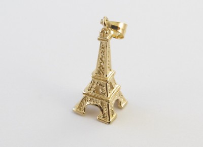 Pre-owned Preciousgold4you 14k Yellow Gold Paris Eiffel Tower Charm Pendant