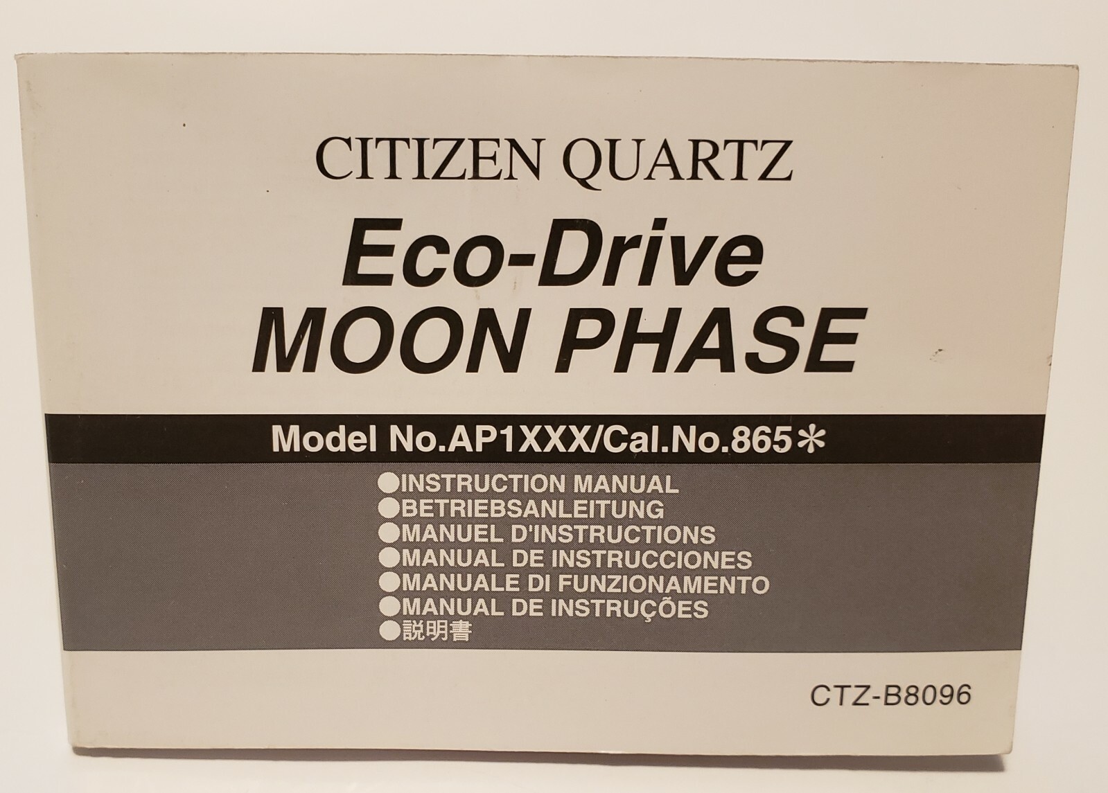 Official Citizen Eco Drive Moon Phase Watch Manual AP1XXX