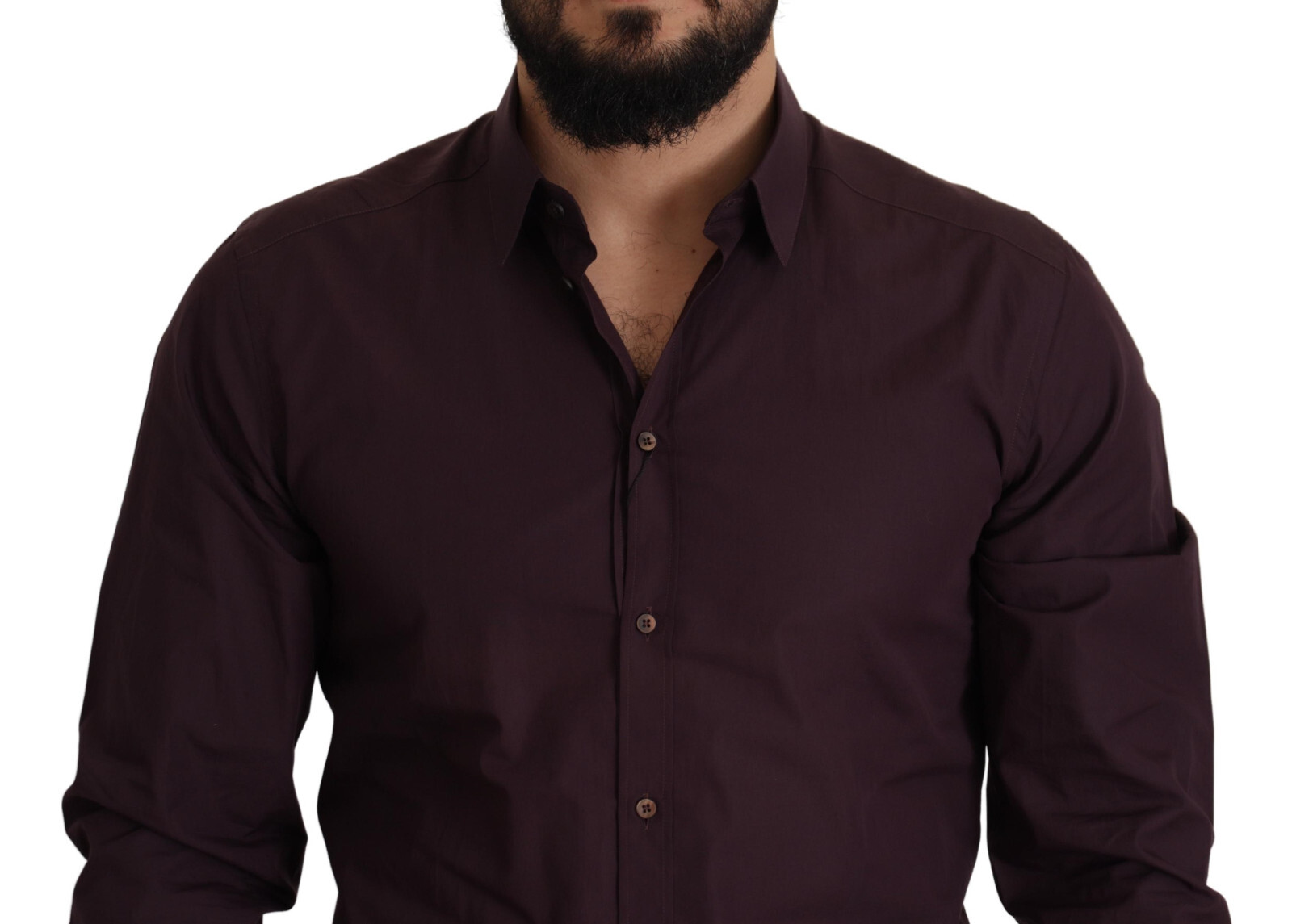 Pre-owned Dolce & Gabbana Shirt Purple Cotton Gold Slim Fit Dress 39 / Us15.5/ S Rrp $600