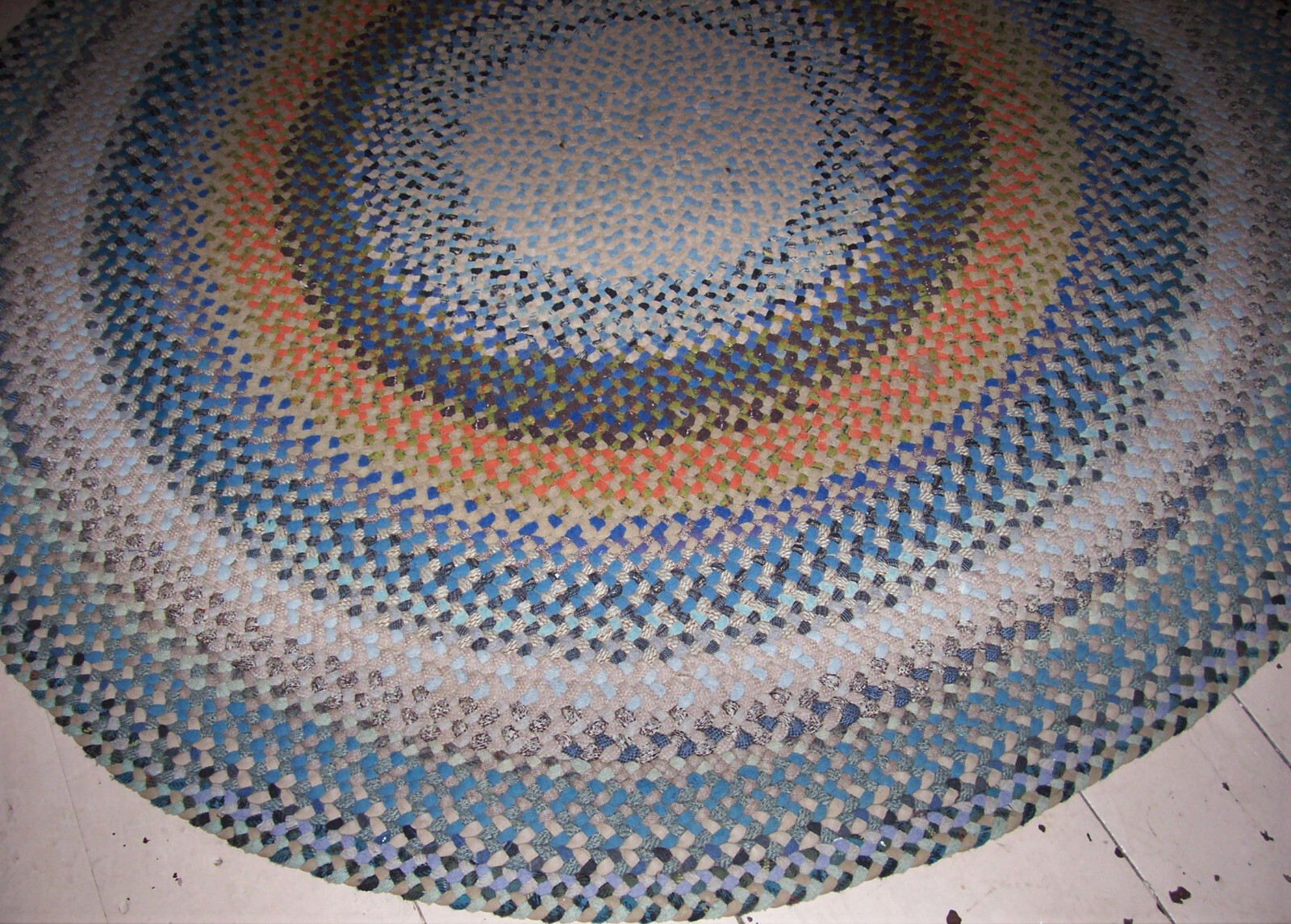 Vintage Antique Hand Handmade Circle Wool  Braided Rug 5'7