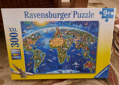 Ravensburger 300 Piece Puzzle (XXL) - WORLD MAP - Complete--New in Sealed Box