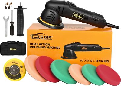 Dual Action Car Polisher，Random Orbital Polisher 6 Variable Speed Waxing Kit