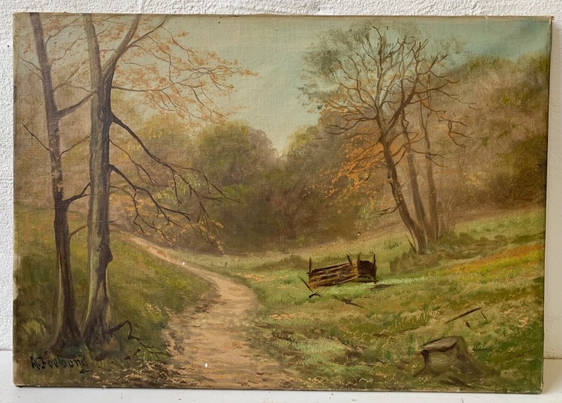 ÃLbild Impressionist Herbst Landschaft Am Wald In Der Natur Signiert 47 X 67 Cm