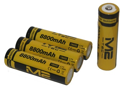 4x Hochleistung Power Akku 18650 Lithium Ionen mit je 8800mAh 3,7V Li-ion 