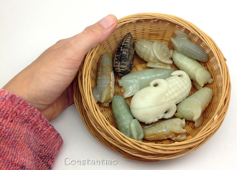 Rare Old Chinese Hand Carved Jade Corn Collection, ThanksGiving Basket