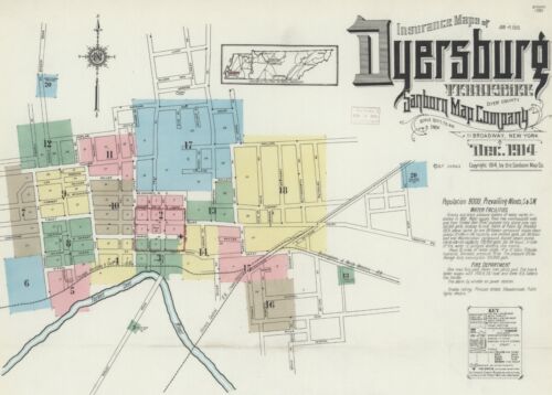 Dyersburg, Tennessee~Sanborn Map© sheets~50 maps in color~1886 to 1909