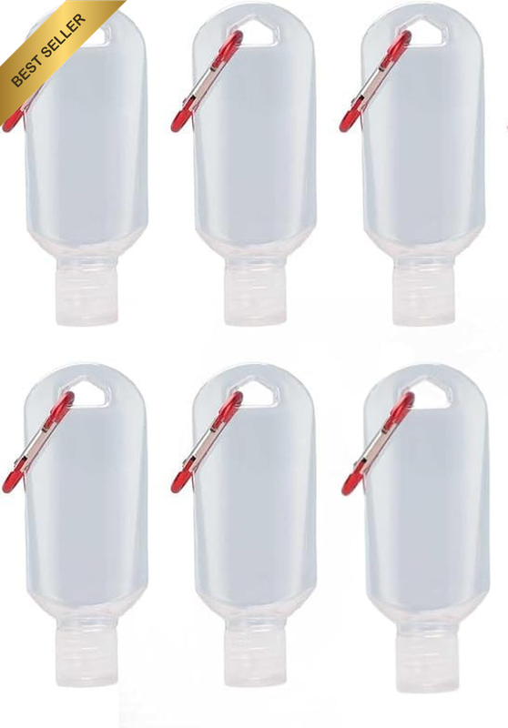 50Ml Clear Refillable Travel Bottle with Keychain Clip, 6Pcs Empty Refillable Co