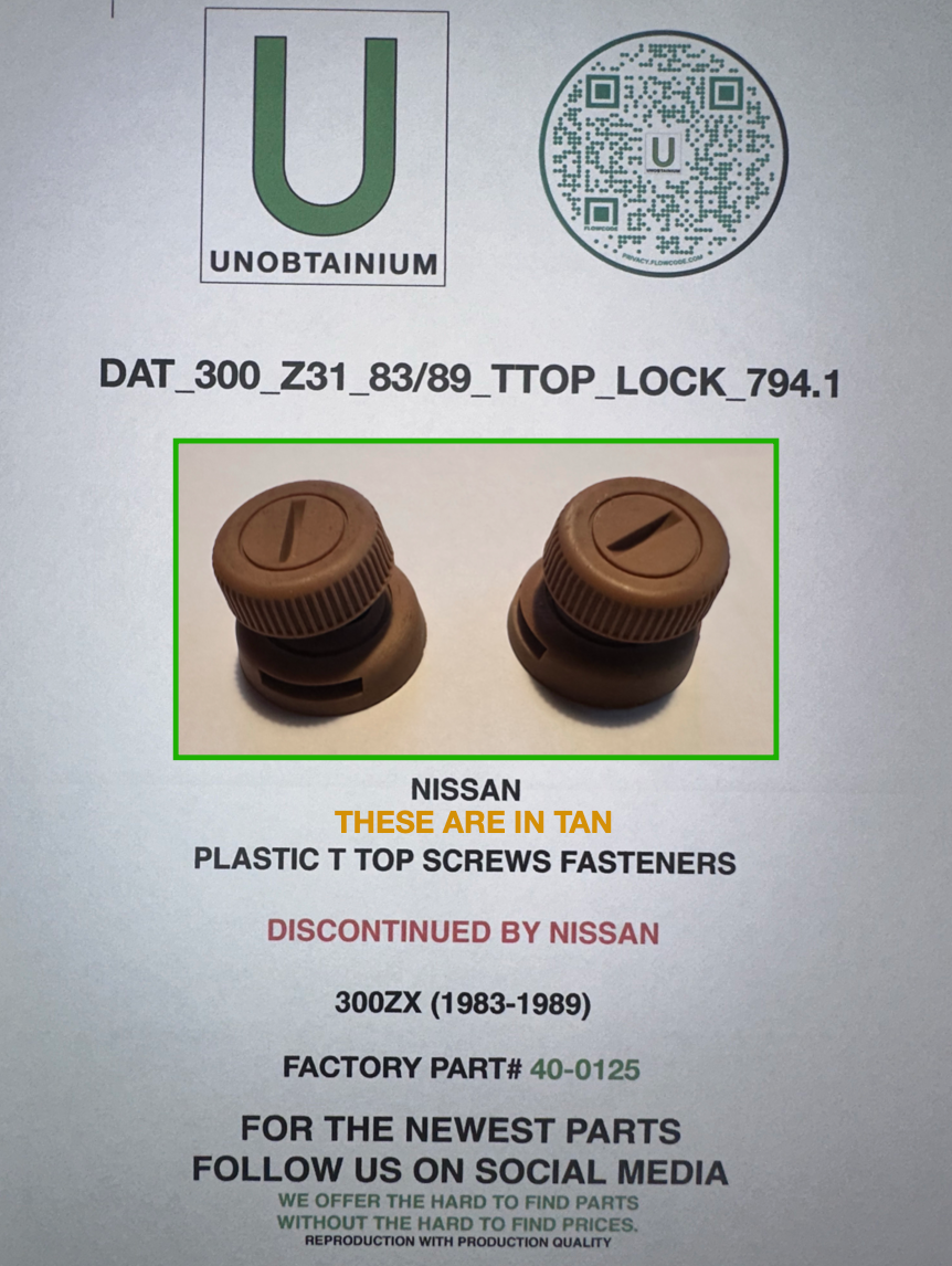 たくと ZSPEC 300ZX (Z32) T-Top Release Button w/ Lock-Band