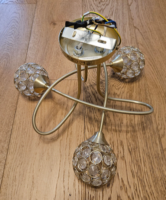 Dunelm sphere 3 ceiling light fitting brass colour LED G9 and