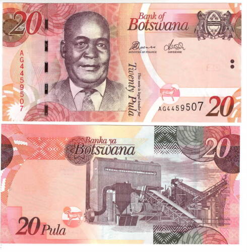 BOTSWANA 20 Pula UNC Dr. Motsete Banknote (2014) P-31d Prefix AG
