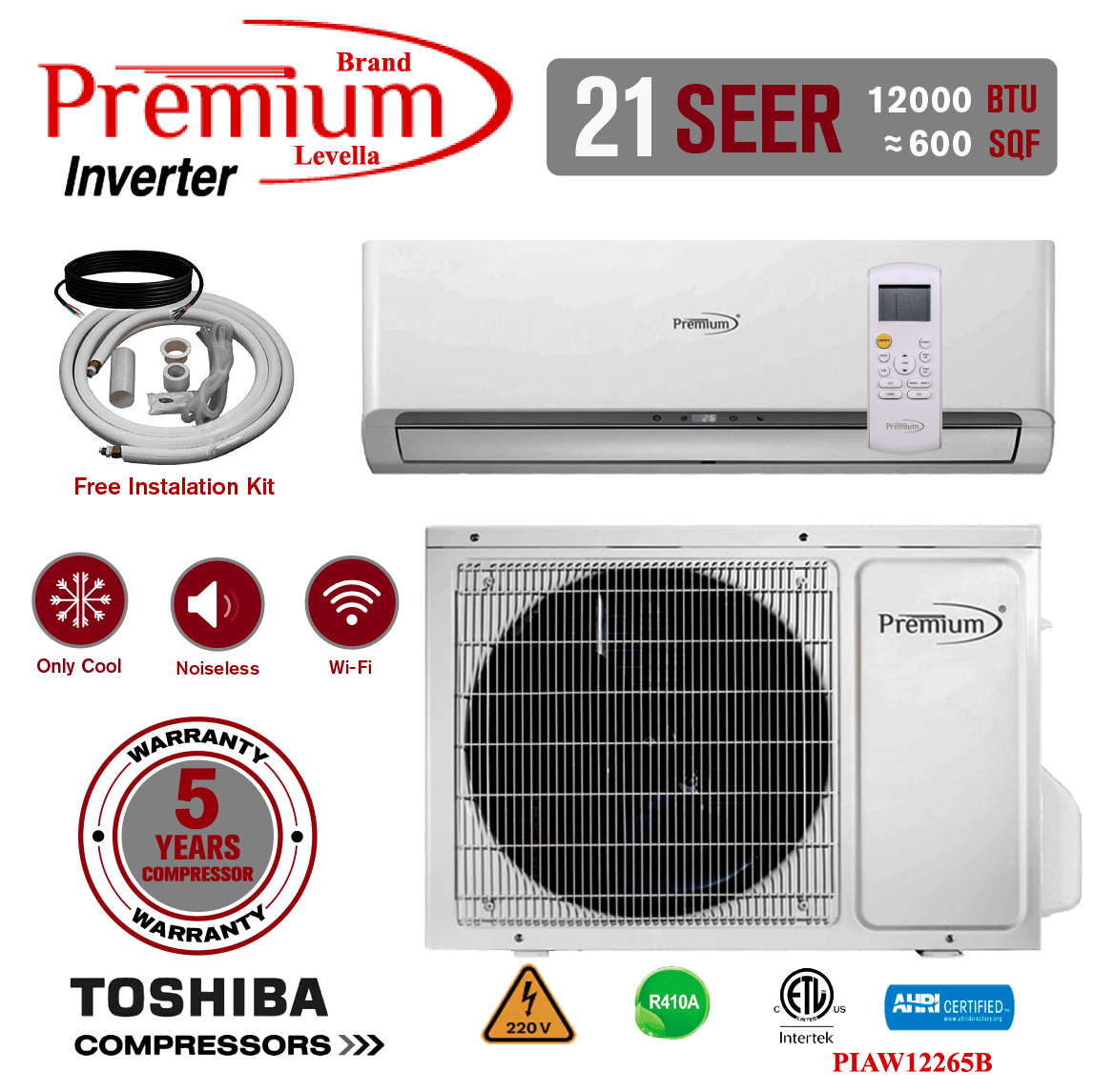 Mini Split 21 Seer Inverter Ac Ductless Only Cold 220v