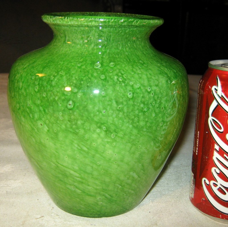 Antique Steuben Apple Green 2683 Cluthra Acid Etched Flower