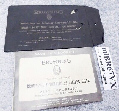1967 Browning Factory Manual for Take Down .22 Semi Auto VG Black Envelope 