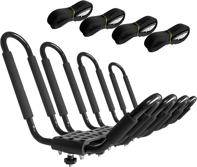 , 2 Pair J-bar Roof Rack With 4 Ropes. Heavy Duty Kayak Roof Carr