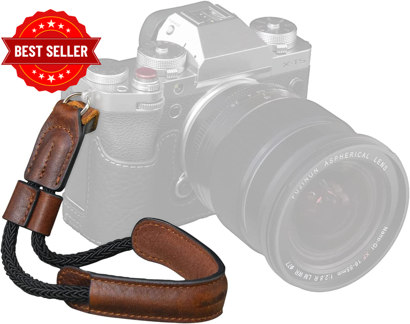 Camera Wrist Strap, Vintage Leather Camera Hand Strap for DSLR SLR Mirrorless, A