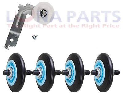 (EXP654) Dryer Drum Rollers & Idler Pulley Set WPW10177428, W10177428, 12002777