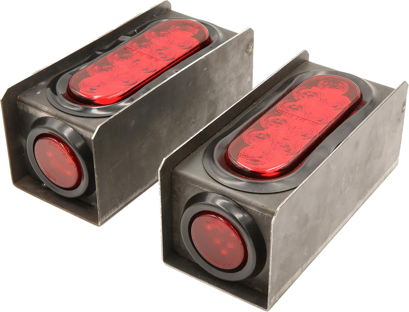 PTL0434 Trailer Truck Steel Light Boxes with 6 Inches LED Red Oval Tail Light &