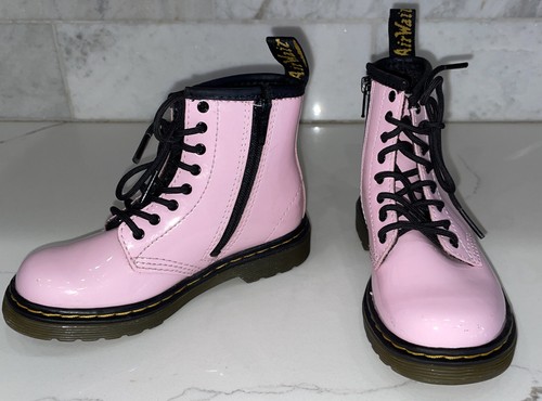 Girl's DOC MARTENS Air Wair Pale Pink Patent Boots Bouncing